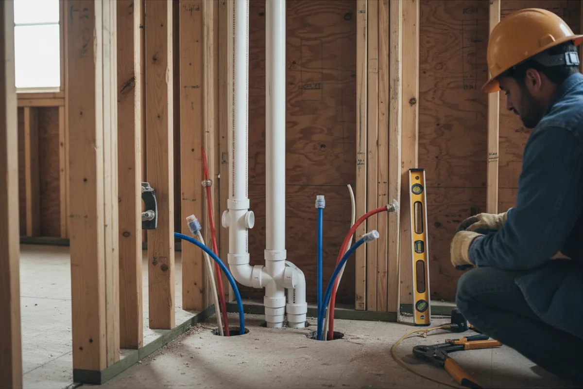 Drain and supply rough-in during Drain Cleaning in Alva